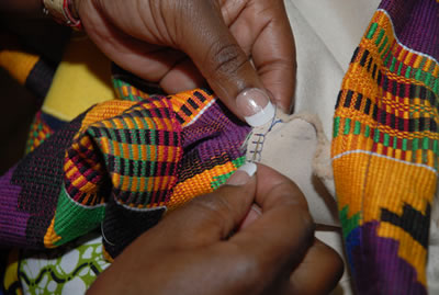 Participant working on her bag.  Photo credit: Vanley Burke
