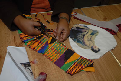 Participant working on her bag.  Photo credit: Vanley Burke