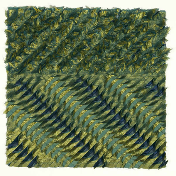 Karina Thompson - Green and Blue Cut & Tuck, 30x30cm